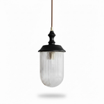 Solas Ribbed Glass Pendant Light with Walnut Accent