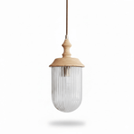 Solas Ribbed Glass Pendant Light with Walnut Accent