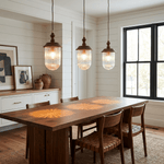 Solas Ribbed Glass Pendant Light with Walnut Accent