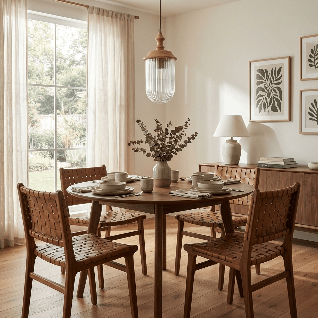 Solas Ribbed Glass Pendant Light with Walnut Accent