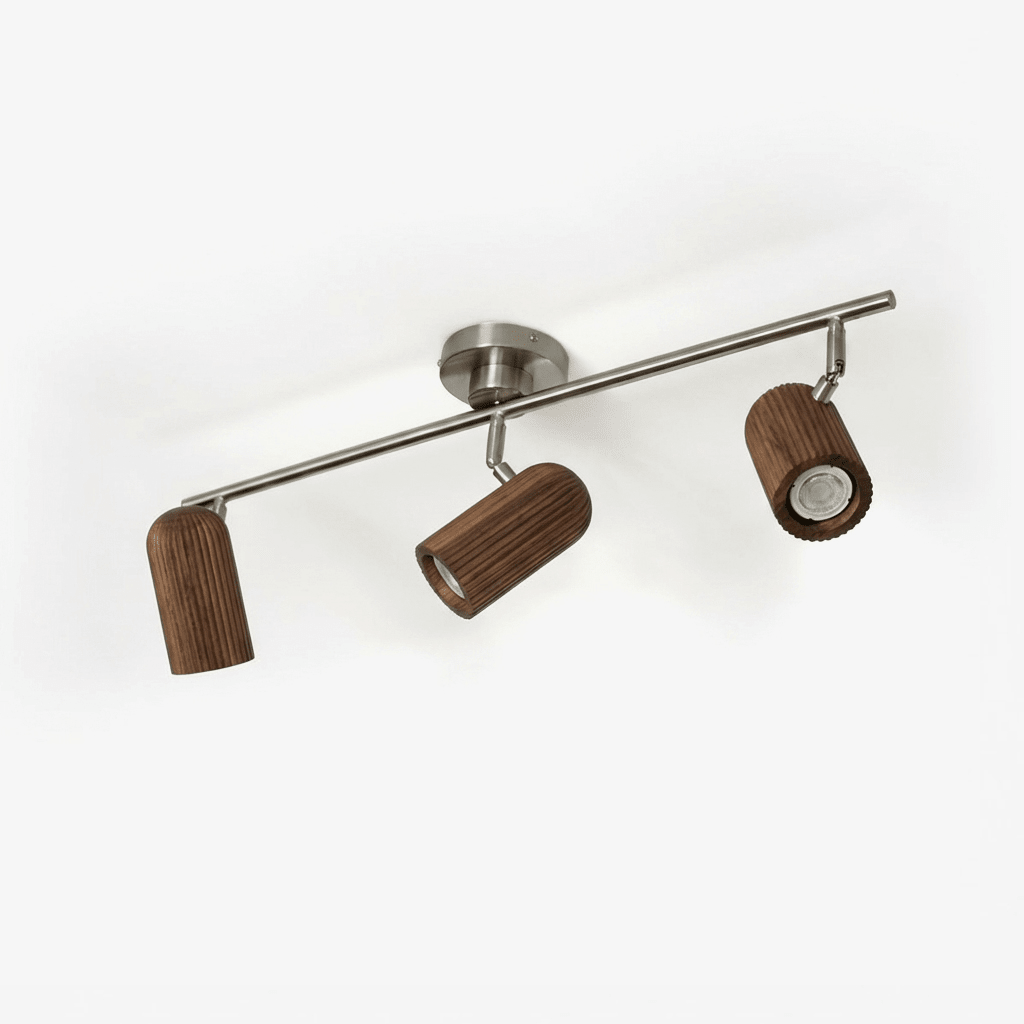 Trio Wood Ceiling Light – Modern Adjustable Flush Mount for Living Room & Bedroom