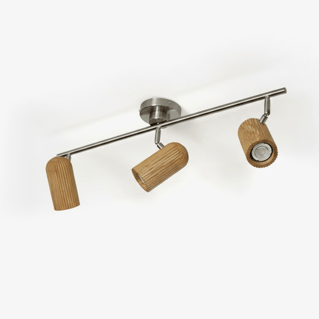 Trio Wood Ceiling Light – Modern Adjustable Flush Mount for Living Room & Bedroom
