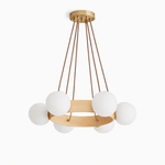 Solara Ring Chandelier with Wood Accents and Glass Globes