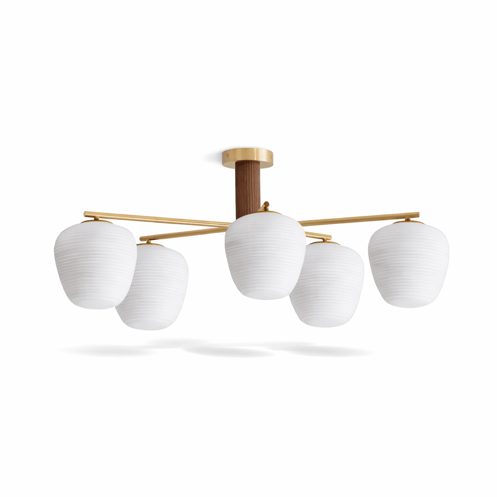Auren Branch Ceiling Light – Modern Brass and Wood Semi Flush Mount