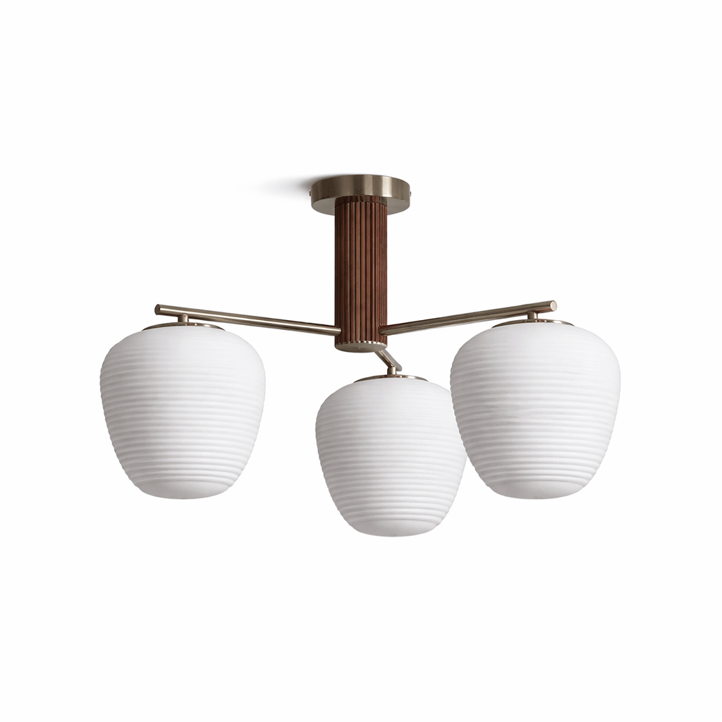 Auren Branch Ceiling Light – Modern Brass and Wood Semi Flush Mount
