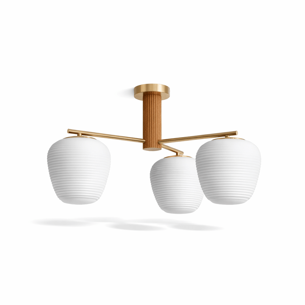 Auren Branch Ceiling Light – Modern Brass and Wood Semi Flush Mount