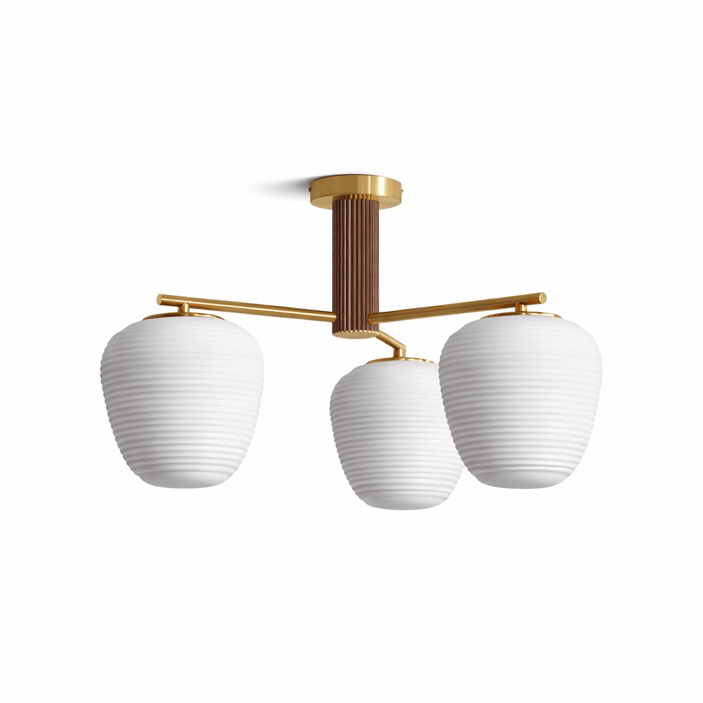 Auren Branch Ceiling Light – Modern Brass and Wood Semi Flush Mount