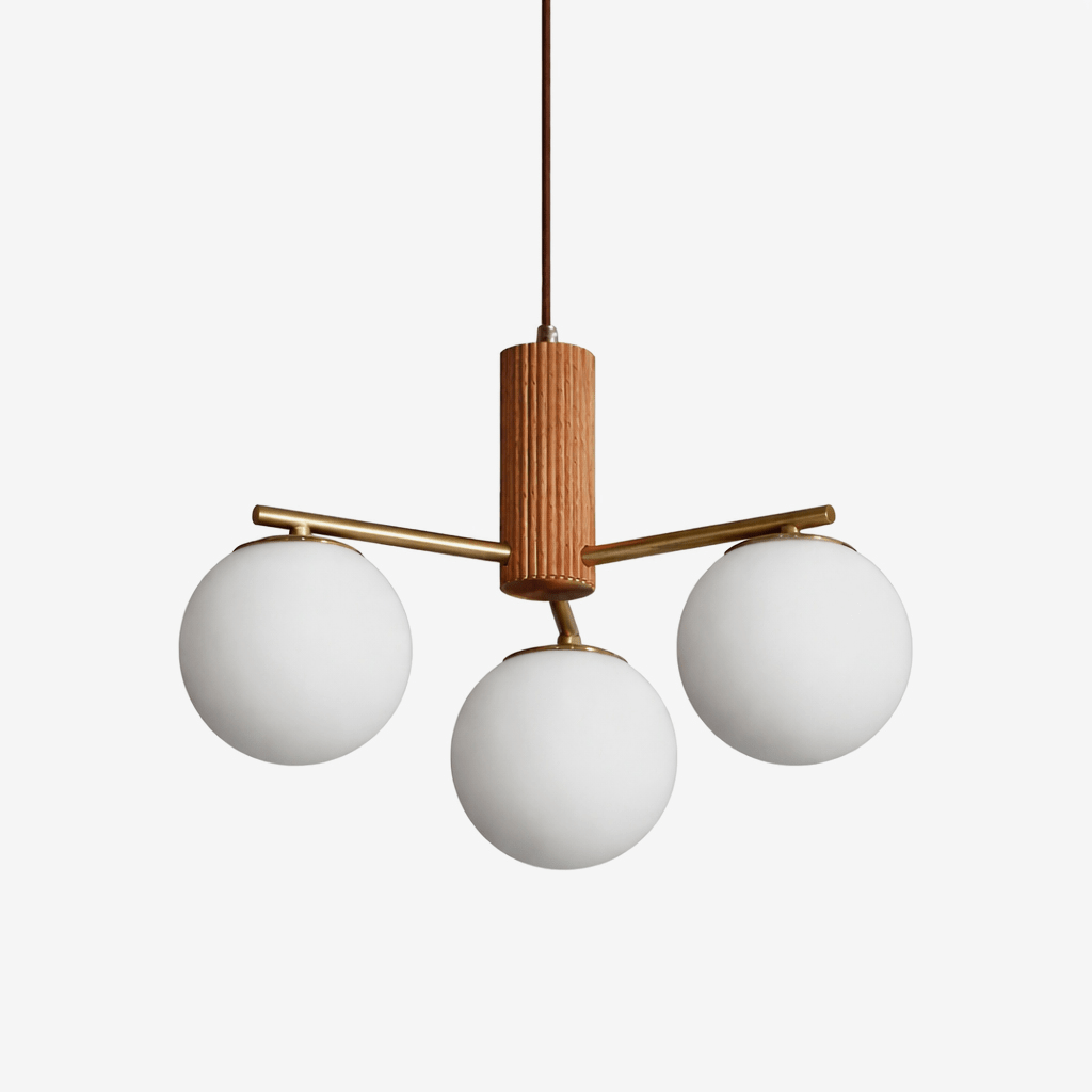 Auren Branch Ceiling Light – Modern Brass and Wood Semi Flush Mount