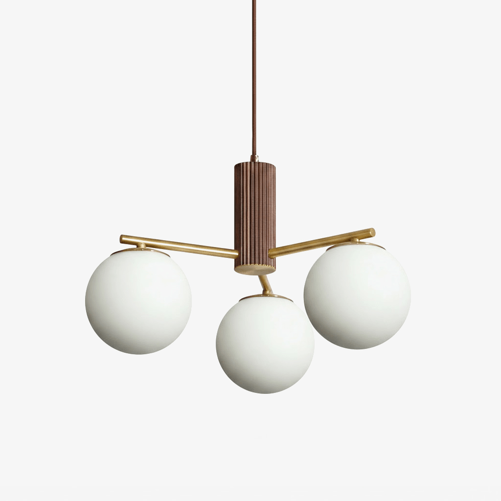 Auren Branch Ceiling Light – Modern Brass and Wood Semi Flush Mount