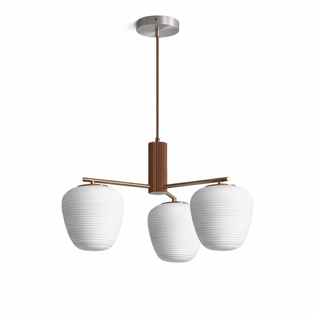 Auren Branch Ceiling Light – Modern Brass and Wood Semi Flush Mount