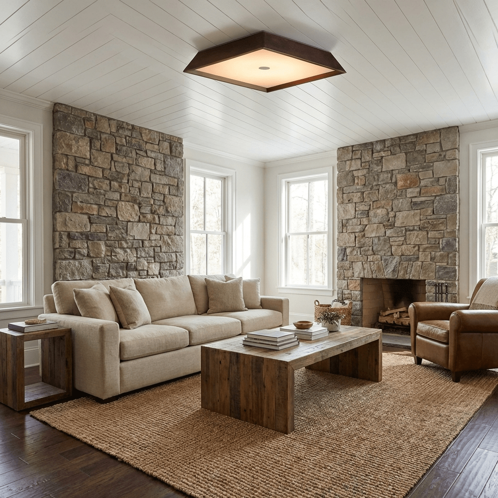 Lumo Wood LED Ceiling Light – Modern Flush Mount for Living Room & Bedroom