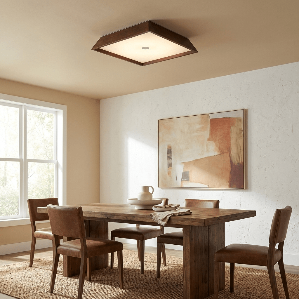 Lumo Wood LED Ceiling Light – Modern Flush Mount for Living Room & Bedroom