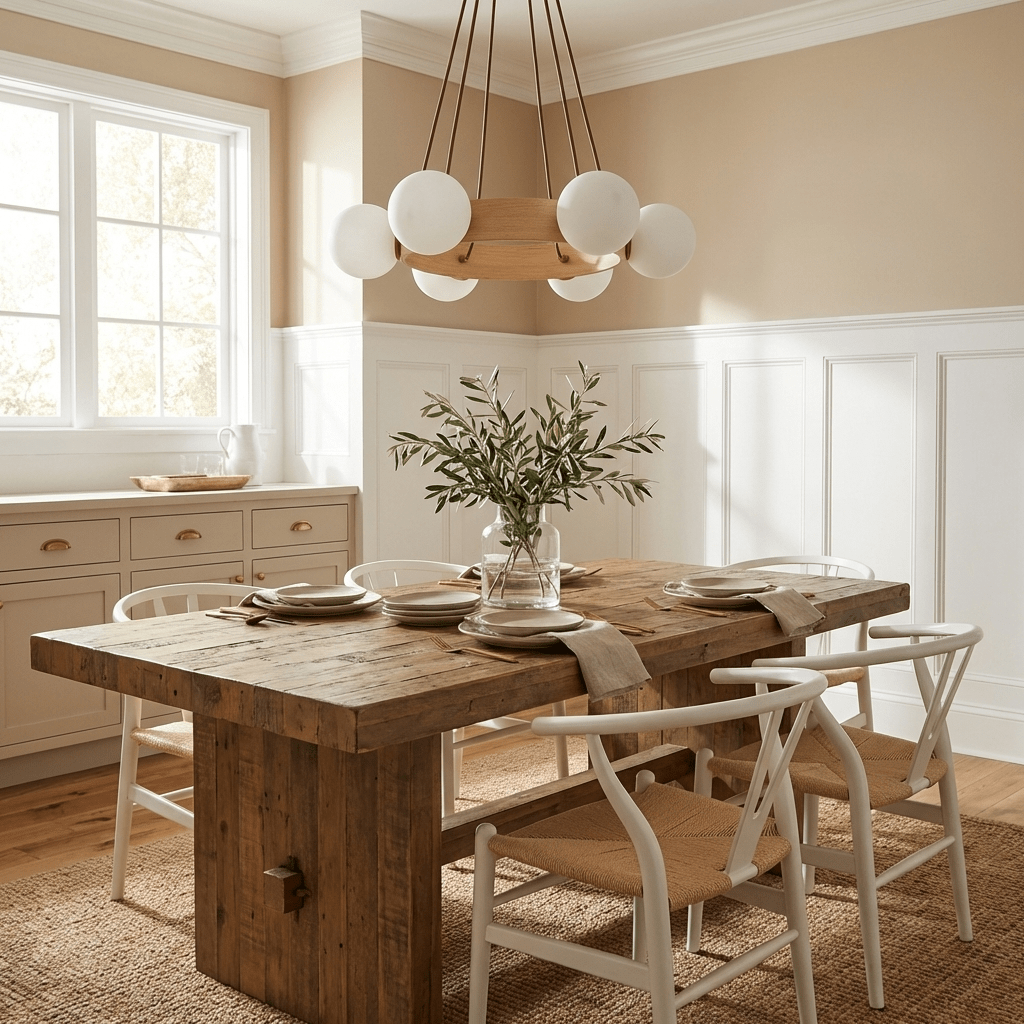 Solara Ring Chandelier with Wood Accents and Glass Globes