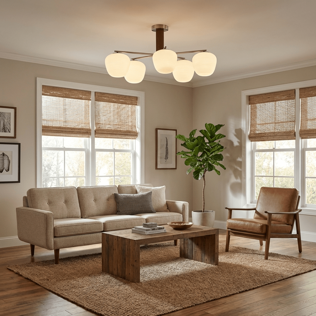 Auren Branch Ceiling Light – Modern Brass and Wood Semi Flush Mount