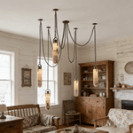 Cascading Alabaster Tube Chandelier in Antique Brass