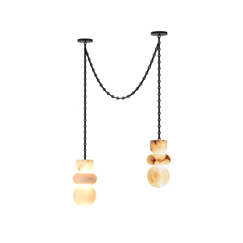 Orba Chain Chandelier with Alabaster Orbs – Modern Cascading Pendant Light