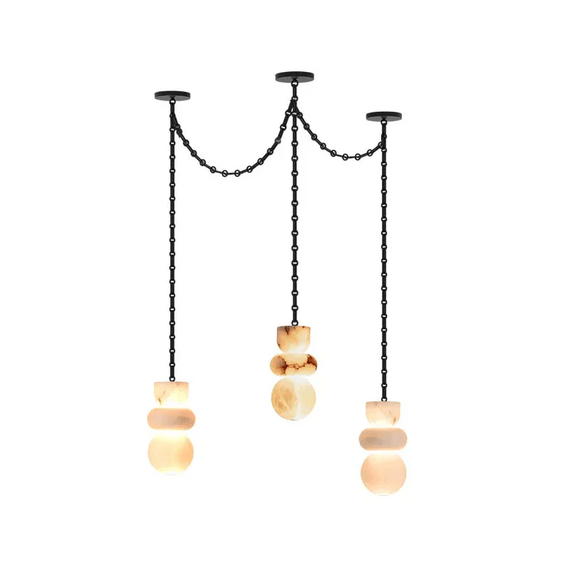 Orba Chain Chandelier with Alabaster Orbs – Modern Cascading Pendant Light