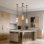 Orba Chain Chandelier with Alabaster Orbs – Modern Cascading Pendant Light