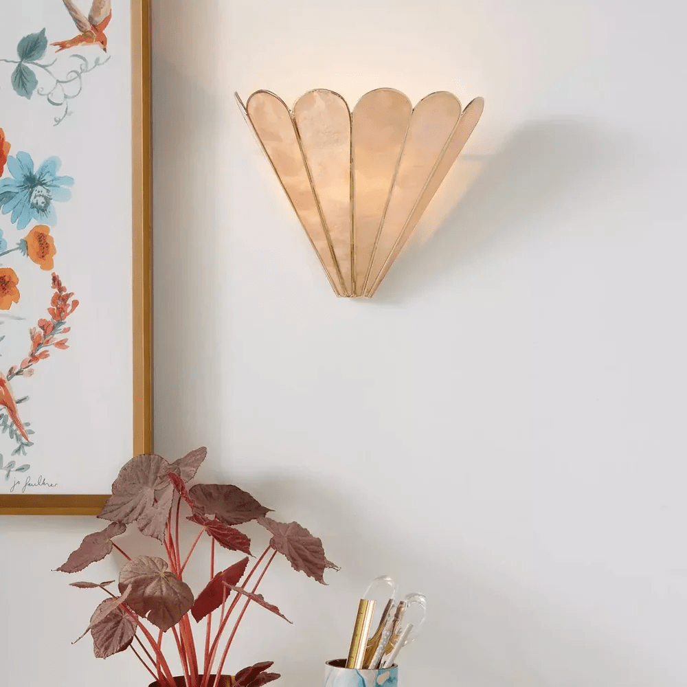 Mica Shell Petal Wall Sconce in Gold Finish