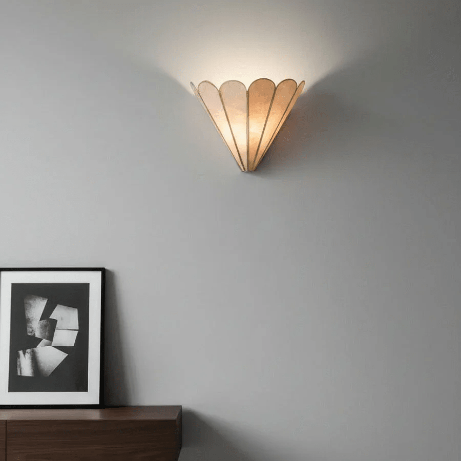 Mica Shell Petal Wall Sconce in Gold Finish