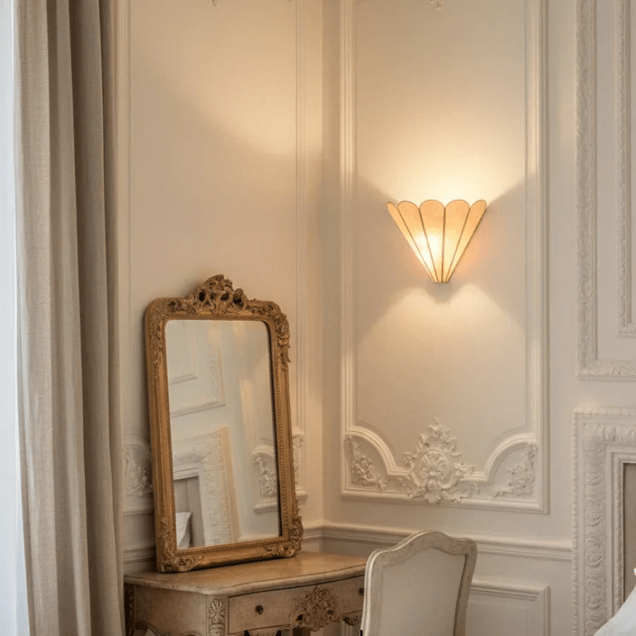 Mica Shell Petal Wall Sconce in Gold Finish