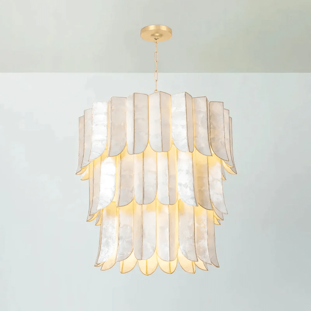 Cascara Shell Chandelier – Natural Layered Pendant Light for Dining & Living Rooms