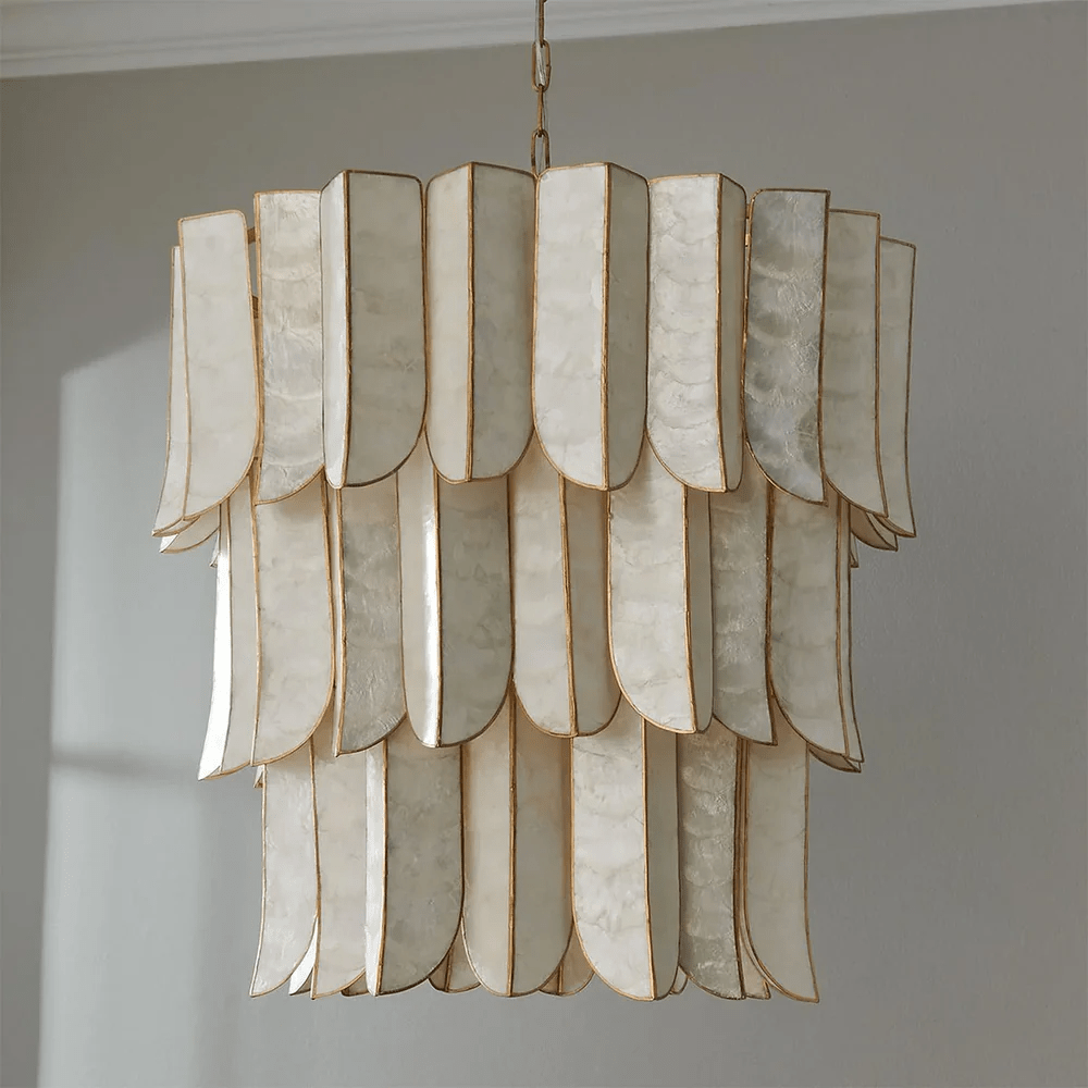 Cascara Shell Chandelier – Natural Layered Pendant Light for Dining & Living Rooms