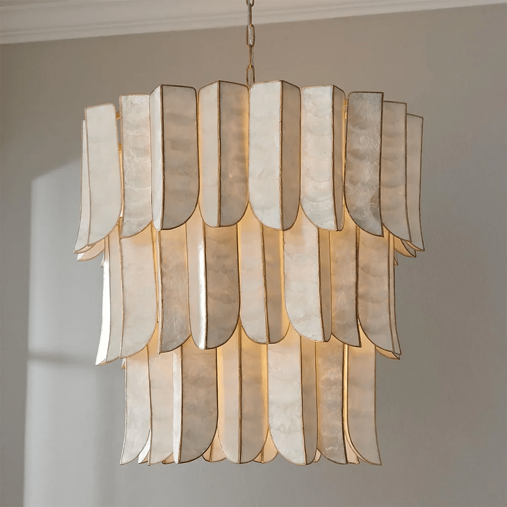 Cascara Shell Chandelier – Natural Layered Pendant Light for Dining & Living Rooms