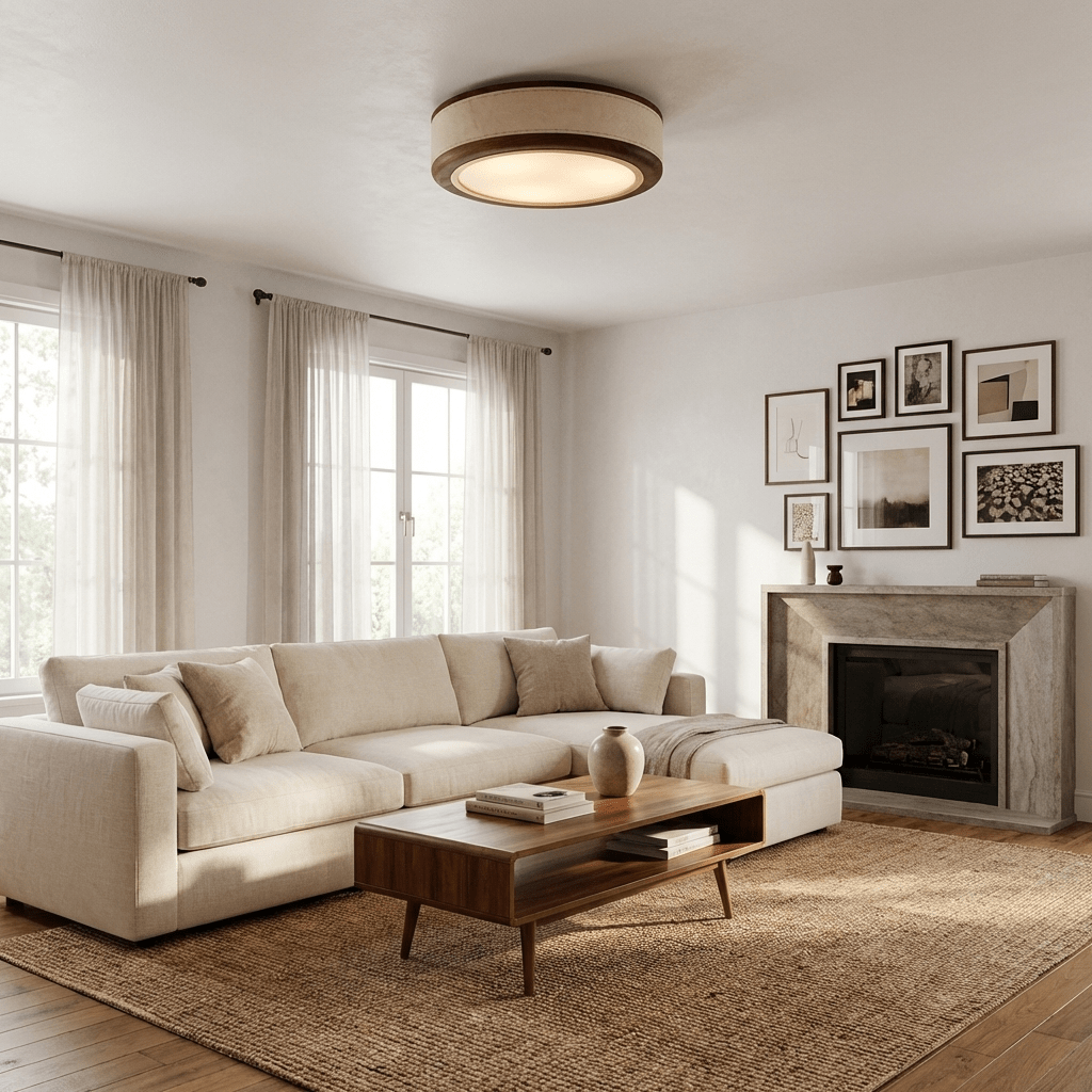 Artisan Leather Ceiling Light with Brass Accents for Modern Interiors