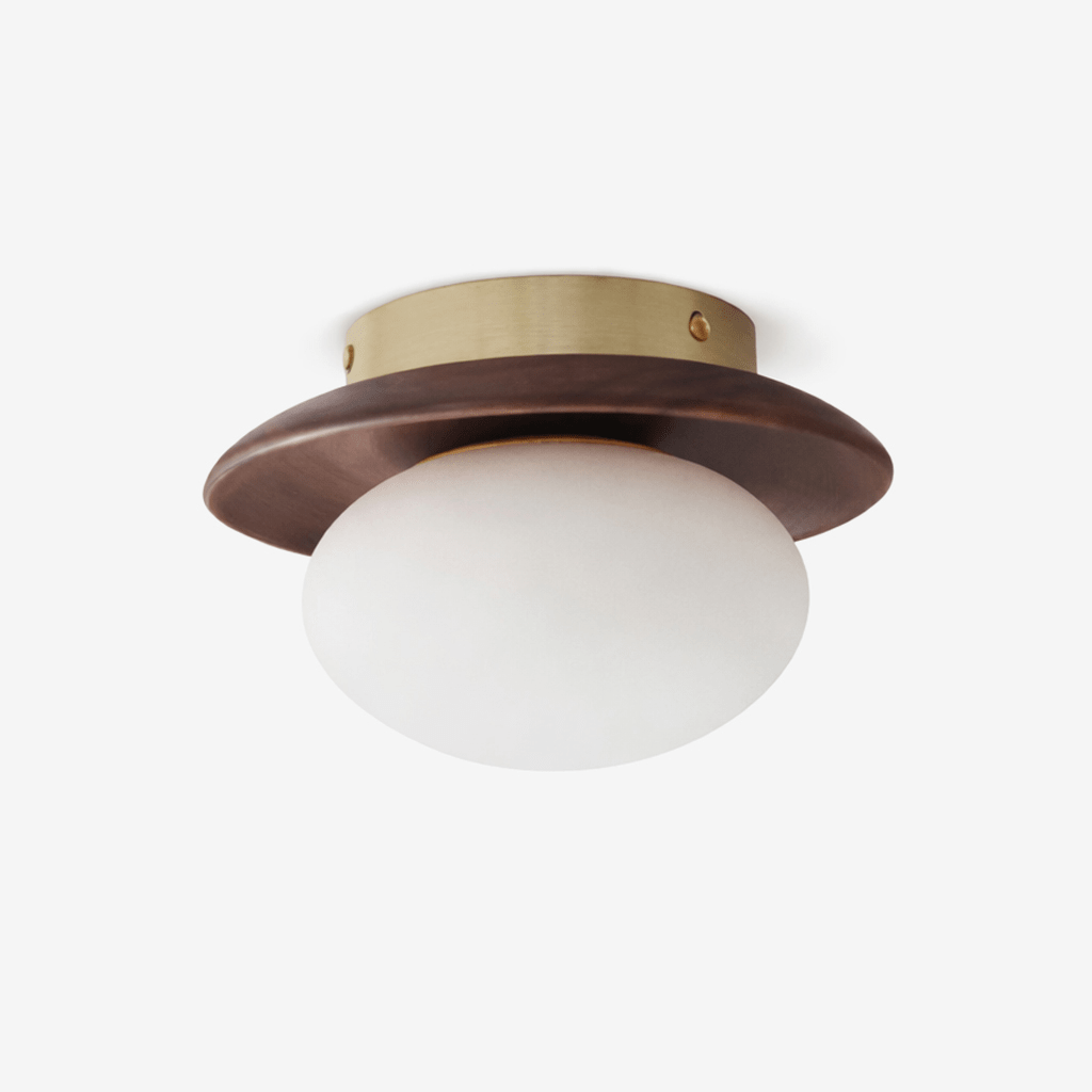 Brio Dome Flush Mount Ceiling Light in Brass and Frosted Glass