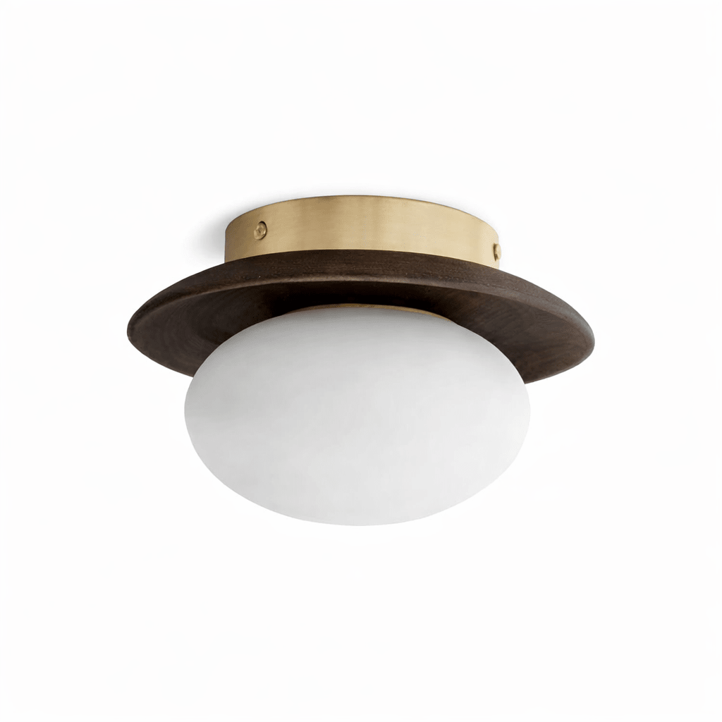 Brio Dome Flush Mount Ceiling Light in Brass and Frosted Glass