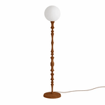 Elowen Sculpted Wood Floor Lamp with Fabric Shade for Living Room & Bedroom