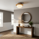 Brio Dome Flush Mount Ceiling Light in Brass and Frosted Glass