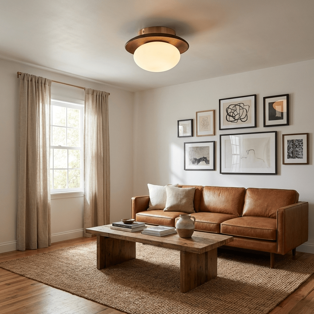 Brio Dome Flush Mount Ceiling Light in Brass and Frosted Glass