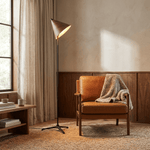 Vero Sculptural Wood Floor Lamp with Tripod Base