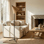 Vero Sculptural Wood Floor Lamp with Tripod Base