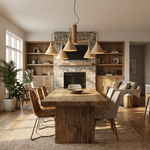 Bravik Wood Chandelier – Modern Brass & Wood Pendant Light