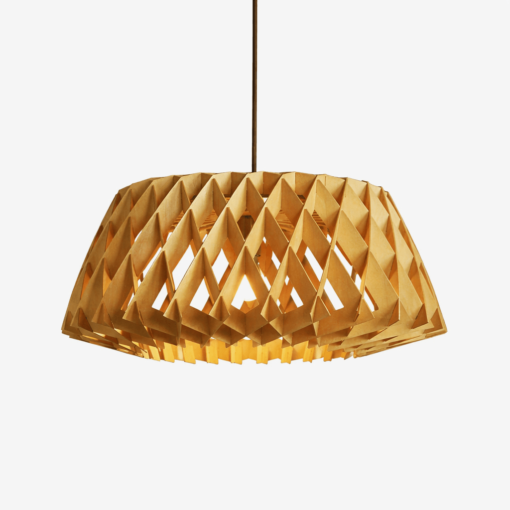Origami Wood Pendant Light – Geometric Designer Hanging Lamp for Dining & Living Spaces