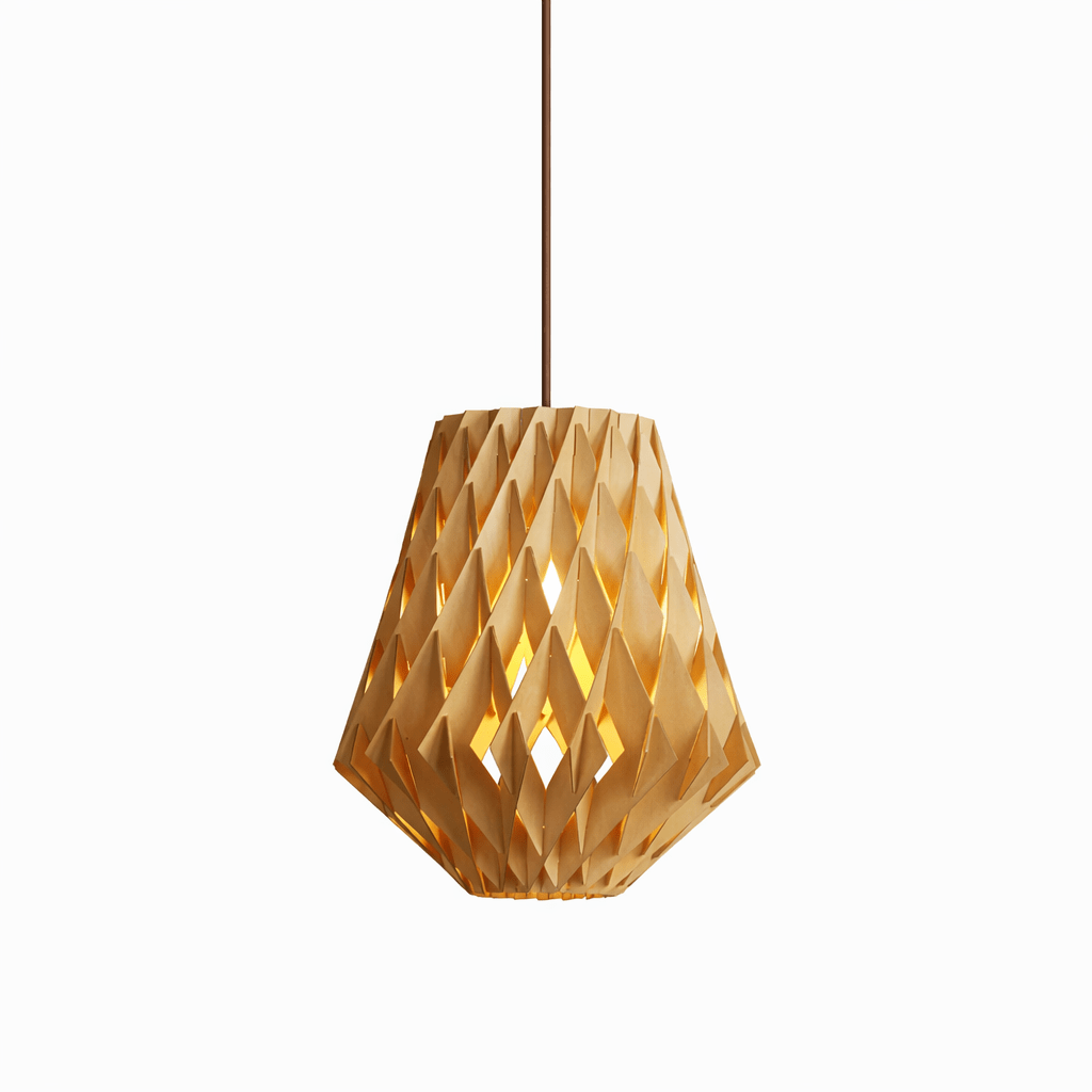 Origami Wood Pendant Light – Geometric Designer Hanging Lamp for Dining & Living Spaces
