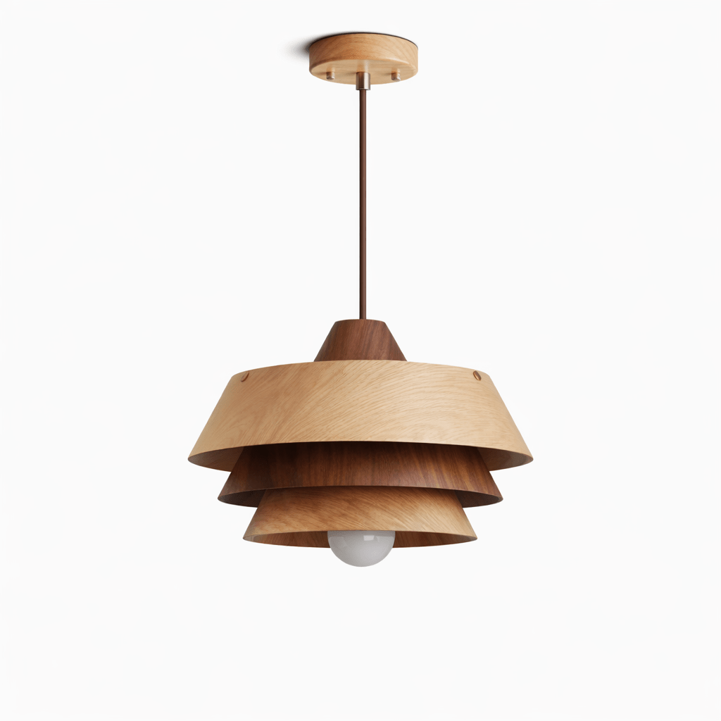 Torven Wood Pendant Light – Sculptural Layered Wooden Shade for Dining & Living Spaces