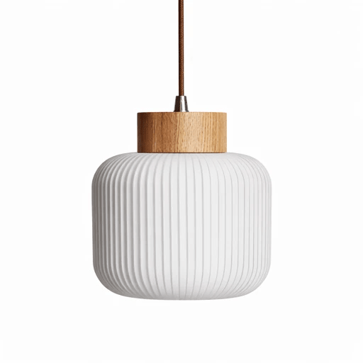Rivena Glass Pendant Light with Wood Accent – Modern Ambient Lighting for Dining & Living Spaces