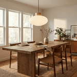 Rivena Glass Pendant Light with Wood Accent – Modern Ambient Lighting for Dining & Living Spaces
