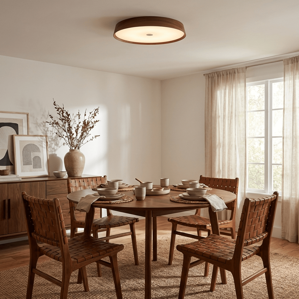 Lunara Wood Ring LED Ceiling Light – Modern Flush Mount for Bedroom & Living Room