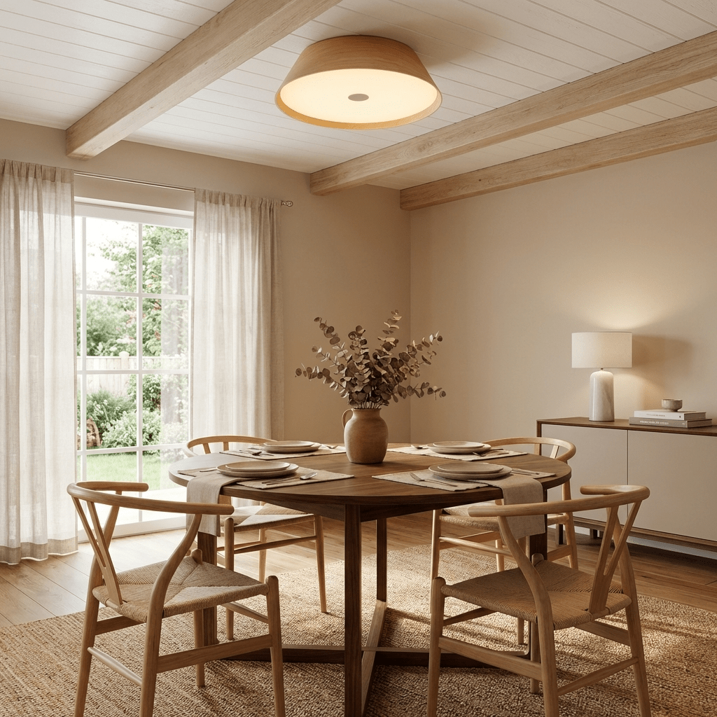 Lunara Wood Ring LED Ceiling Light – Modern Flush Mount for Bedroom & Living Room