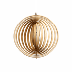 Arova Wood Pendant Light – Handcrafted Natural Wood Slat Lamp for Dining & Living Spaces