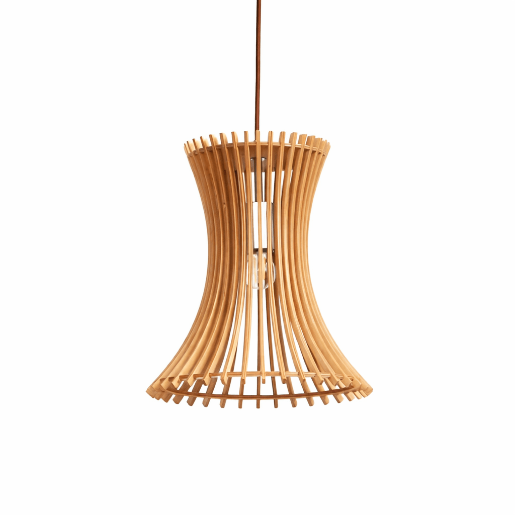 Arova Wood Pendant Light – Handcrafted Natural Wood Slat Lamp for Dining & Living Spaces