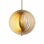 Arova Wood Pendant Light – Handcrafted Natural Wood Slat Lamp for Dining & Living Spaces