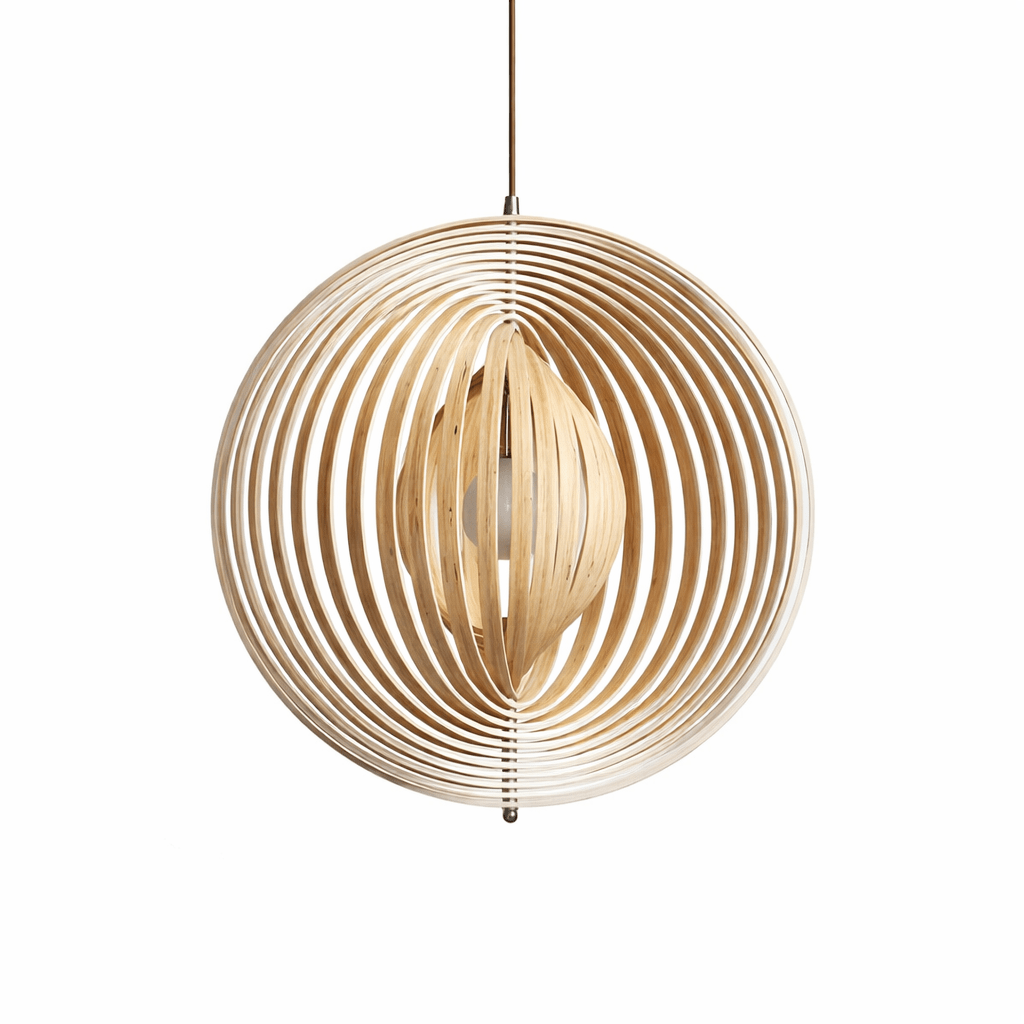 Arova Wood Pendant Light – Handcrafted Natural Wood Slat Lamp for Dining & Living Spaces