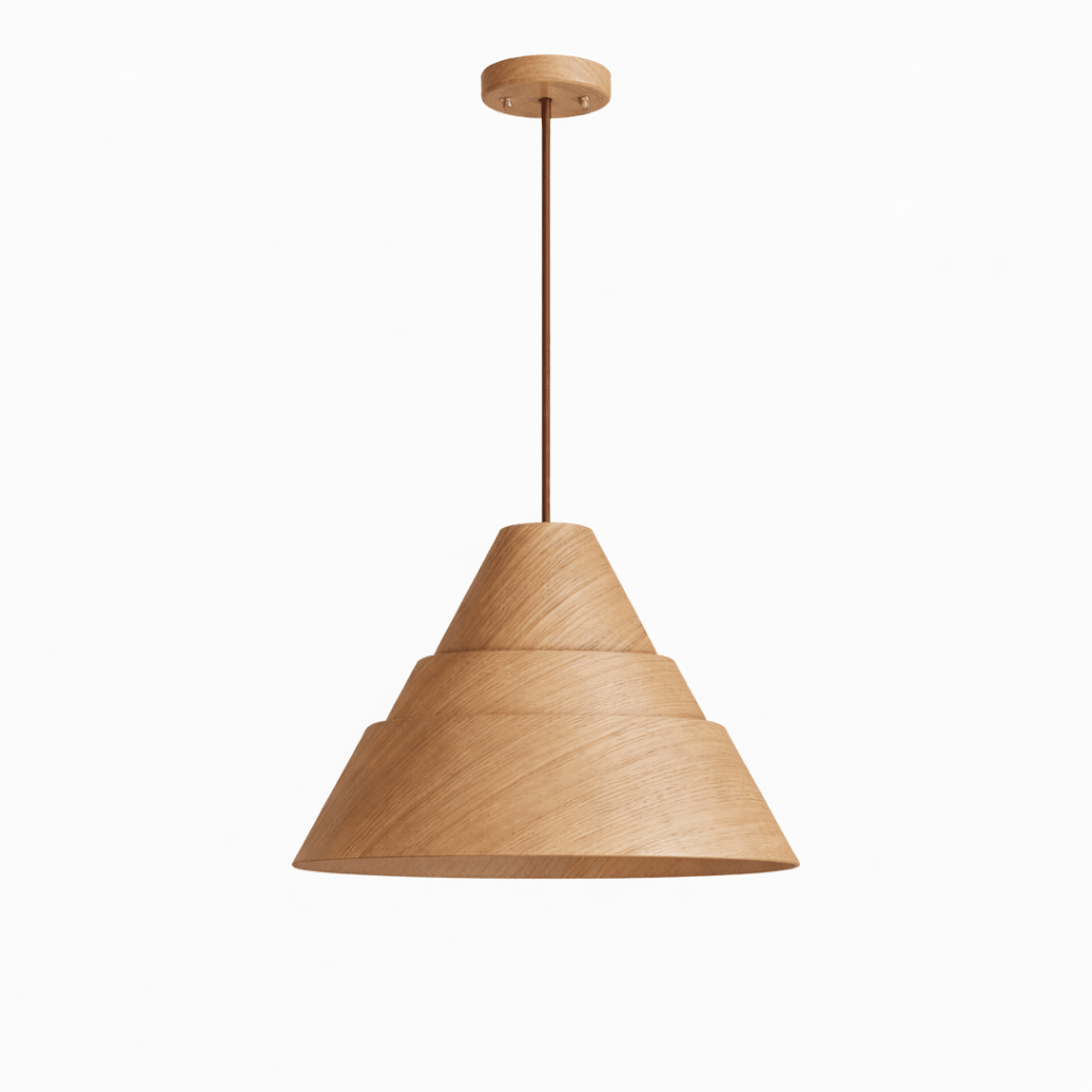 Strata Wood Pendant Light – Sculptural Layered Wood Hanging Lamp for Dining & Living Spaces