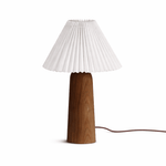 Pleara Sculpted Wood Table Lamp with Pleated Fabric Shade